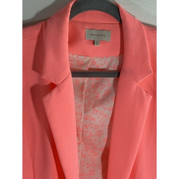 Skies Are Blue Vivid Peachy Orange Medium Lined Open Woman’s Coquette Blazer - Picture 11 of 12